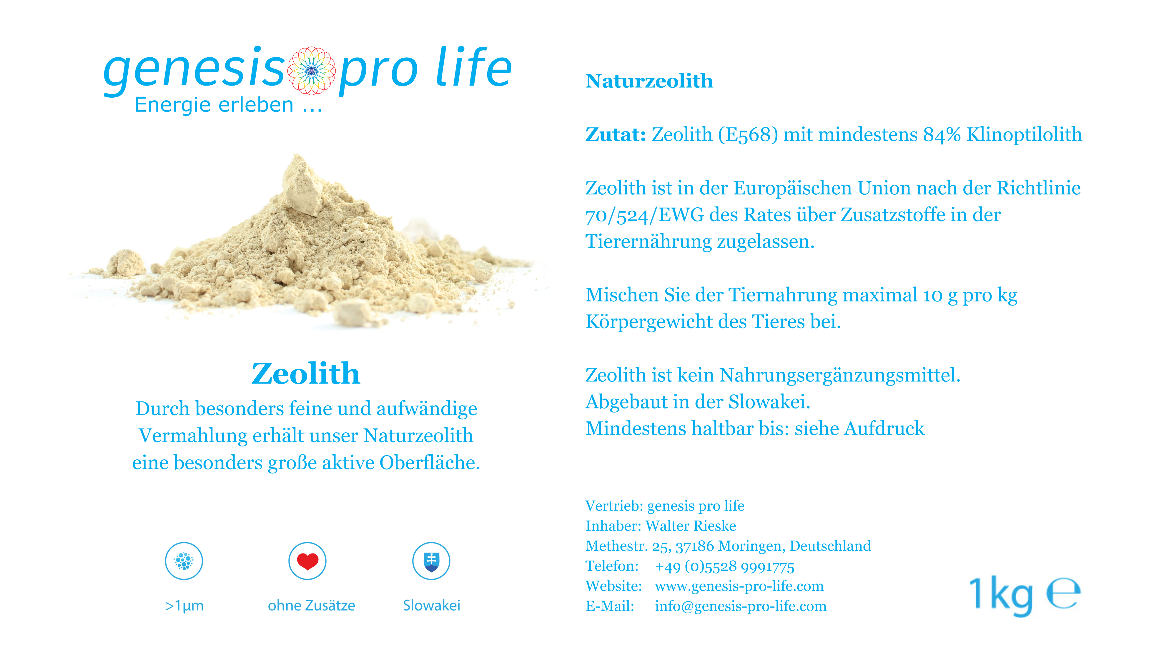 Zeolith 1 KG - Charge: 6682-2 - MHD 06/2025  